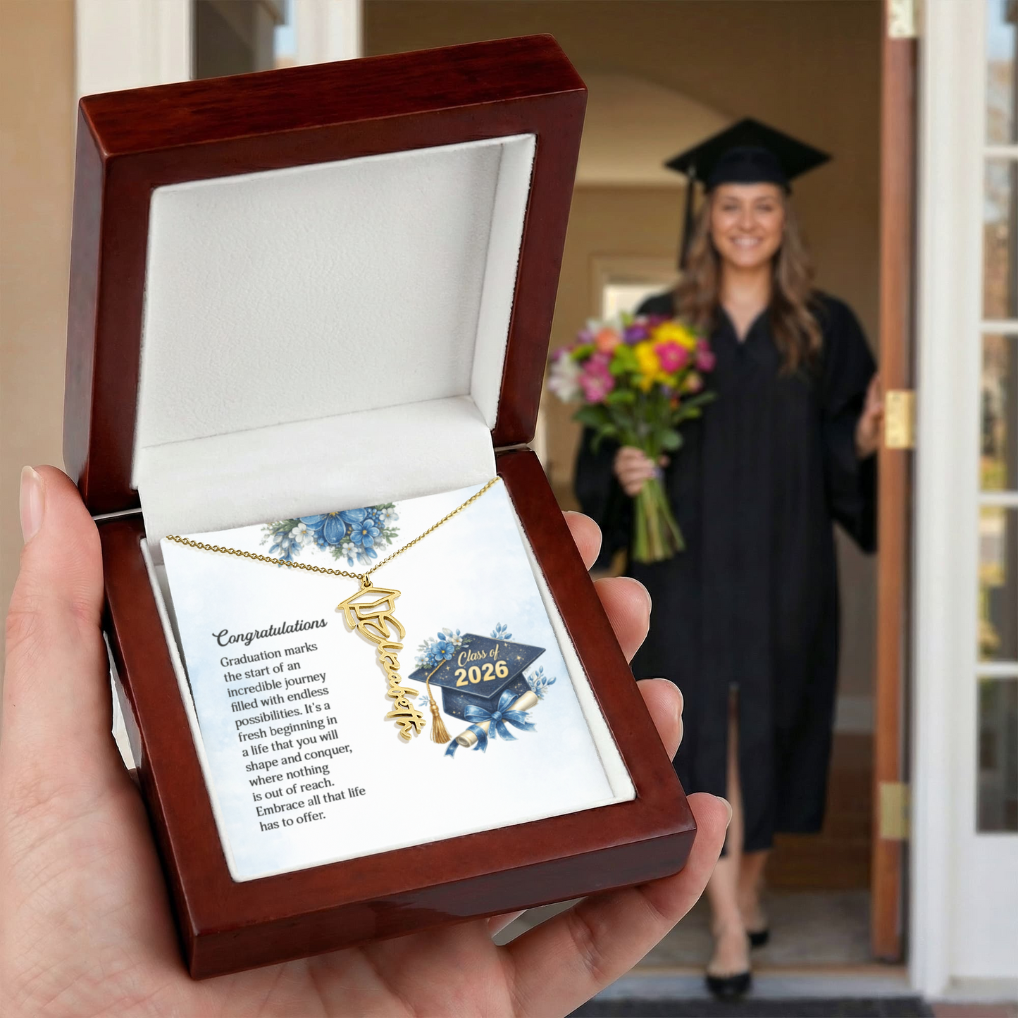 Graduation Cap Name Necklace  Personalized Gift for Graduation