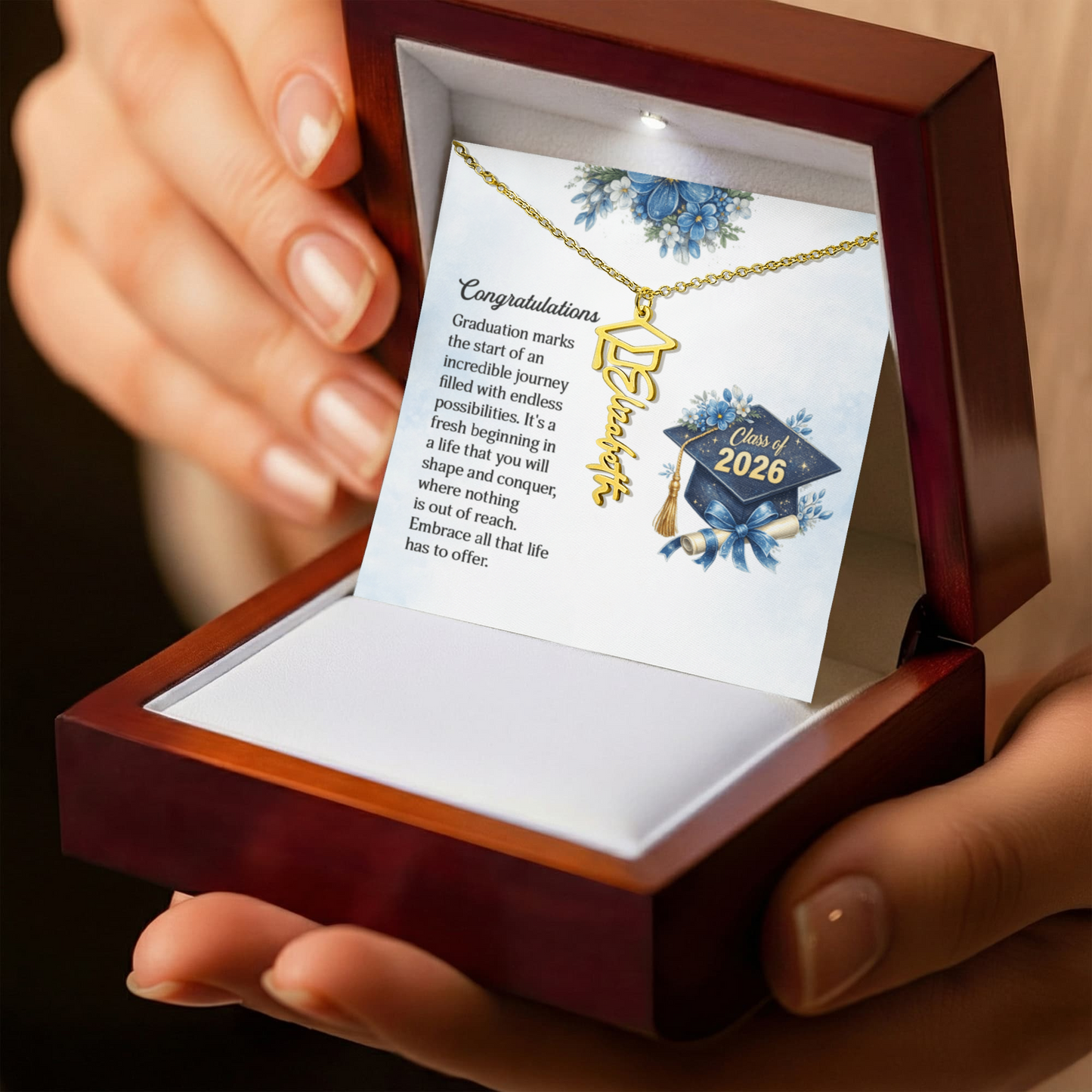Graduation Cap Name Necklace  Personalized Gift for Graduation