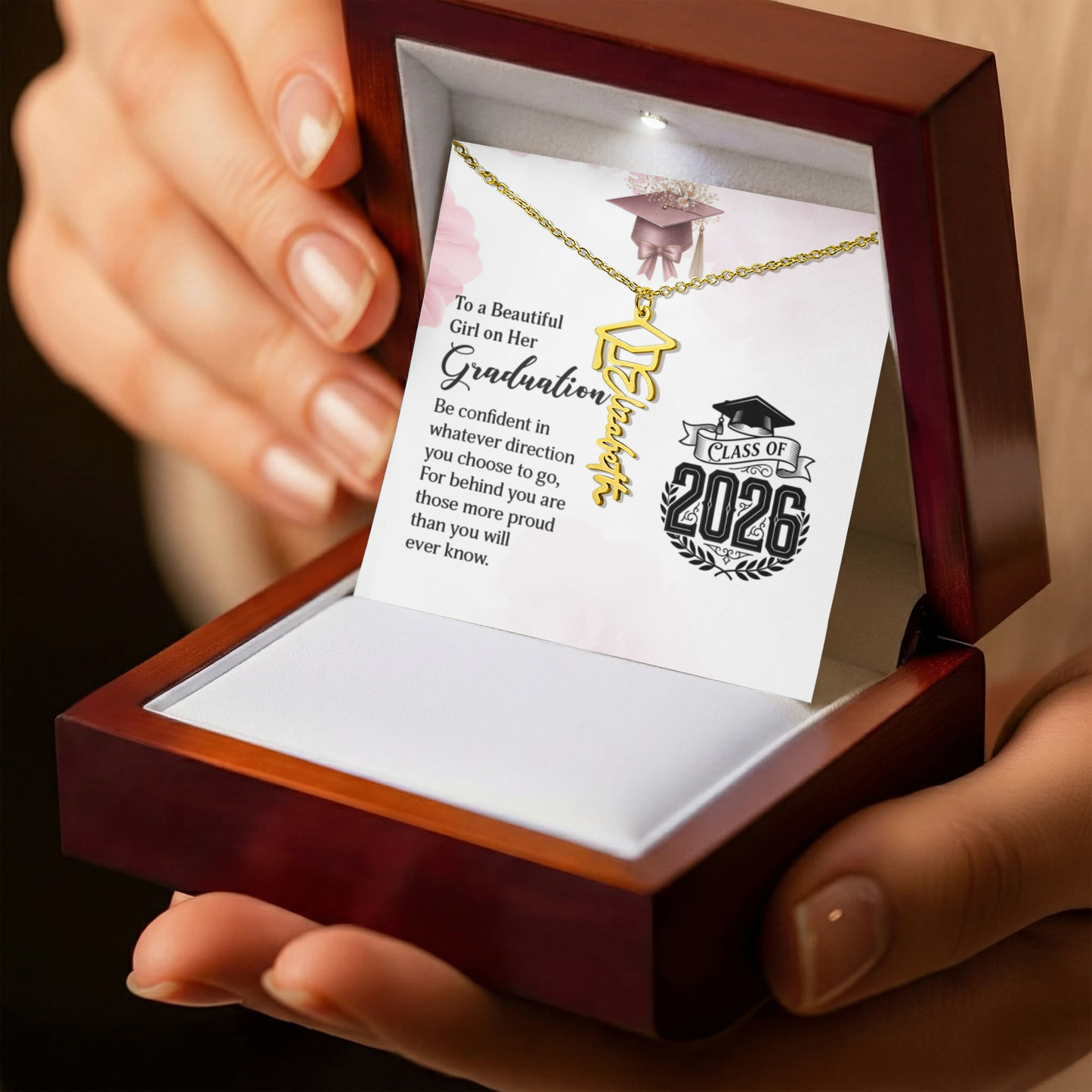 Graduation Cap Name Necklace Gift for Graduation